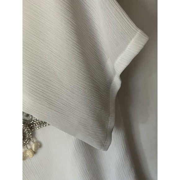 DG2 Diane Gilman Sequin  Bead Embellished White Tunic size S Summer Glam Chic - Picture 6 of 12